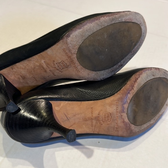 Banana Republic genuine leather open toe black heels made in Italy size 9 - Picture 7 of 9
